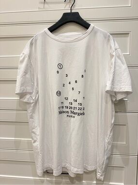 Authentic Maison Martin Margiela White T-Shirt with Black Numeric Logo